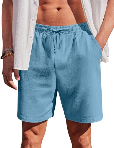 COOFANDY Herren Shorts Sommer Kurz Hosen mit Tunnelzug Regular Fit Atmungsaktiv Strandhose Leicht Shorts mit Taschen Dunkelblau 3XL von COOFANDY