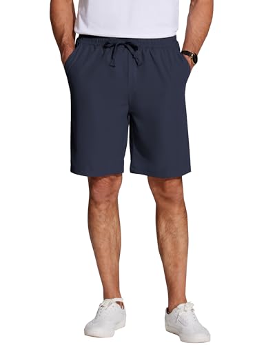 COOFANDY Herren Shorts Sommer Leicht Strandshorts Freizeitshorts Elastische Taille mit Taschen Kurze Hosen Herren mit Gummizug Marineblau M von COOFANDY