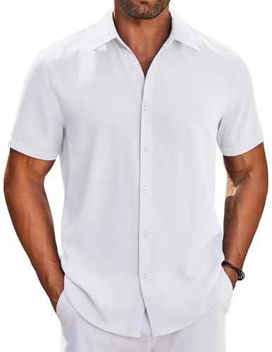 COOFANDY Herren Hemd Kurzarm Sommer Outfit Freizeithemd Button Down Businesshemd Shirts Vacation Urlaubshemd Weiß XL COOFANDY Herren Hemd Kurzarm Sommer Outfit Freizeithemd Button Down Businesshemd Shirts Vacation Urlaubshemd Weiß XL von COOFANDY