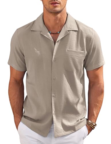 COOFANDY Herren Sommer Hemd Regular Fit Kurzarm Hemd Freizeithemd Cuban Kragen Männer Rayon Hemden Hawaiihemd Urlaub Strandhemd Mondgrau S COOFANDY Herren Sommer Hemd Regular Fit Kurzarm Hemd Freizeithemd Cuban Kragen Männer Rayon Hemden Hawaiihemd Urlaub Strandhemd Mondgrau S von COOFANDY