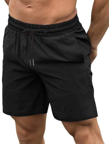 COOFANDY Herren Sporthosen Kurz Laufshorts mit Taschen Schwarz L Trainingsshorts Gym Shorts Schnell Trocknend von COOFANDY