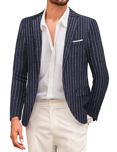 COOFANDY Herren Sportlich Sakko Freizeit Blazer Business Anzugjacke Regular Fit 1 Knopf Jackett Kariert Streifen Marineblau XXL COOFANDY Herren Sportlich Sakko Freizeit Blazer Business Anzugjacke Regular Fit 1 Knopf Jackett Kariert Streifen Marineblau XXL von COOFANDY