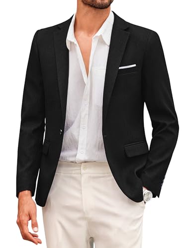 COOFANDY Herren Sakko Sportlich Freizeit Blazer Regular Fit Business Anzugjacke Revers Kragen Schwarze XL von COOFANDY