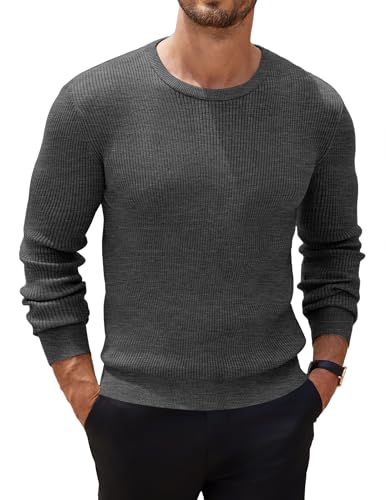 COOFANDY Rundhals Pullover Herren Strickpullover Feinstrick Business Pullover Ribbed Sweater Winterpullover Regular Fit Sweatshirt Dunkelgrau L COOFANDY Rundhals Pullover Herren Strickpullover Feinstrick Business Pullover Ribbed Sweater Winterpullover Regular Fit Sweatshirt Dunkelgrau L von COOFANDY