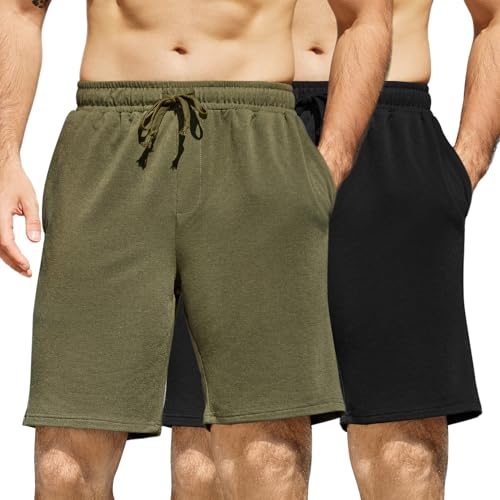 COOFANDY Herren-Sweat-Shorts, 17,8 cm, athletische Workout-Shorts, 2er-Pack, lässige Lounge-Jogginghose, kurze Hose mit Taschen, 2er-Pack: Schwarz + Armeegrün, Groß COOFANDY Herren-Sweat-Shorts, 17,8 cm, athletische Workout-Shorts, 2er-Pack, lässige Lounge-Jogginghose, kurze Hose mit Taschen, 2er-Pack: Schwarz + Armeegrün, Groß von COOFANDY