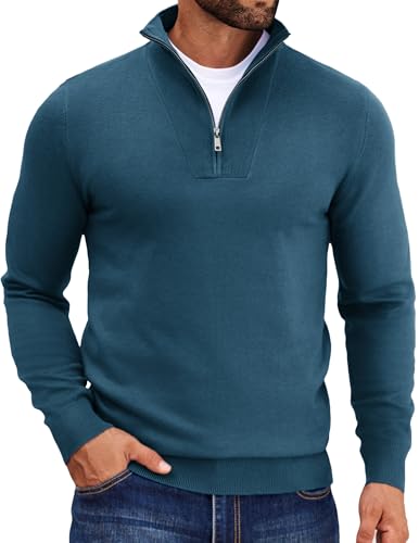 COOFANDY Herren Sweatshirt mit Reißverschluss Turtleneck Pullover mit Stehkragen Half Zip Troyer Winterpullover Dunkelblau 3XL COOFANDY Herren Sweatshirt mit Reißverschluss Turtleneck Pullover mit Stehkragen Half Zip Troyer Winterpullover Dunkelblau 3XL von COOFANDY