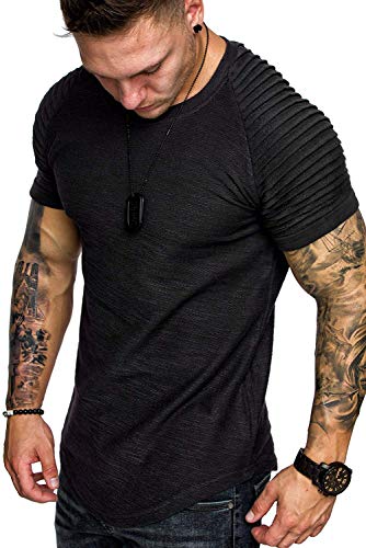 COOFANDY Herren T Shirt Fitness Shirt U-Ausschnitt Muscle Tshirt Kurzarm Fitness T-Shirts Männer Basic Sommer Top Schwarz S von COOFANDY