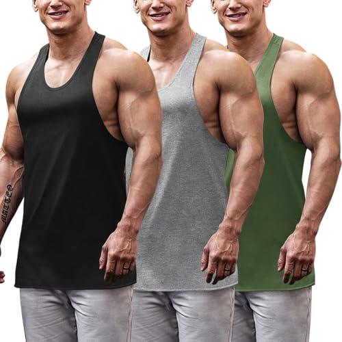 COOFANDY Herren Tank Top 3er Pack Fitness Tankshirt Ärmelloses Training Workout Achselshirt Sommer Unterhemd Funktionsunterhemd Laufshirt Schwarz/Grün/Mittelgrau XXL COOFANDY Herren Tank Top 3er Pack Fitness Tankshirt Ärmelloses Training Workout Achselshirt Sommer Unterhemd Funktionsunterhemd Laufshirt Schwarz/Grün/Mittelgrau XXL von COOFANDY