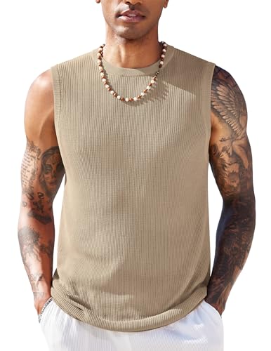 COOFANDY Herren Tank Top Ärmellose Muskelshirts Gym Sport Sommer Regular Fit Strick Solid Männer Achselshirts Khaki S COOFANDY Herren Tank Top Ärmellose Muskelshirts Gym Sport Sommer Regular Fit Strick Solid Männer Achselshirts Khaki S von COOFANDY