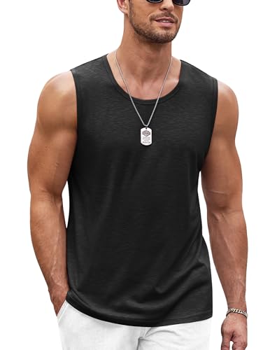 COOFANDY Herren Tank Top Ärmelloses Shirt Fitness Achselshirt Muskelshirt Schnelltrocknendes Gym Sleeveless Funktionsshirt Sport Laufshirt für Männer Schwarz L von COOFANDY