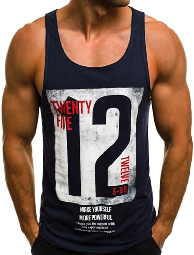 COOFANDY Herren Tank Top Casual Sport Shirt Ärmelloses Unterhemd Fitness Weste Sleeveless Streetstyle T-Shirt Muskelshirts Navyblau XL von COOFANDY