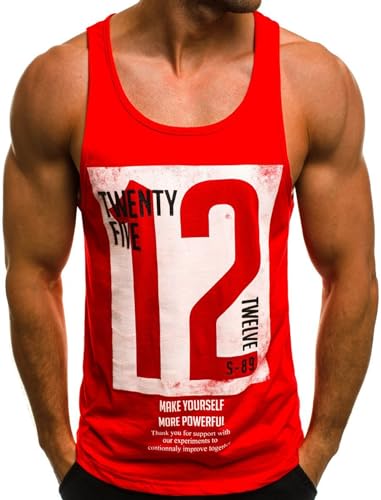 COOFANDY Herren Tank Top Casual Sport Shirt Ärmelloses Unterhemd Fitness Weste Sleeveless Streetstyle T-Shirt Muskelshirts Rot XL von COOFANDY