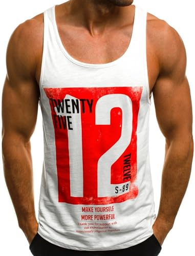 COOFANDY Herren Tank Top Casual Sport Shirt Ärmelloses Unterhemd Fitness Weste Sleeveless Streetstyle T-Shirt Muskelshirts Weiß XXL von COOFANDY