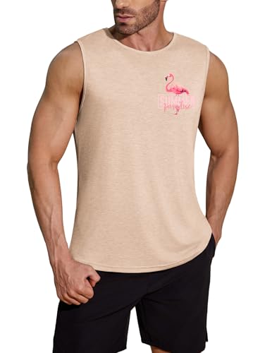 COOFANDY Herren Tank Top Printed Ärmelloses Sommer Flamingo T Shirt Muskelshirt Unterhemden Laufshirt für Männer Tanktops Khaki-Flamingo XXL COOFANDY Herren Tank Top Printed Ärmelloses Sommer Flamingo T Shirt Muskelshirt Unterhemden Laufshirt für Männer Tanktops Khaki-Flamingo XXL von COOFANDY