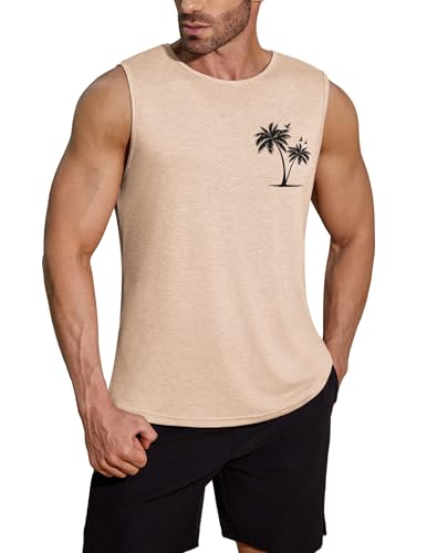 COOFANDY Herren Tank Top Sommer Muskelshirt Gym Printed Ärmellose T-Shirts Herren Bodybuilding Tanktops Gym Fitness Shirt Khaki XXL COOFANDY Herren Tank Top Sommer Muskelshirt Gym Printed Ärmellose T-Shirts Herren Bodybuilding Tanktops Gym Fitness Shirt Khaki XXL von COOFANDY