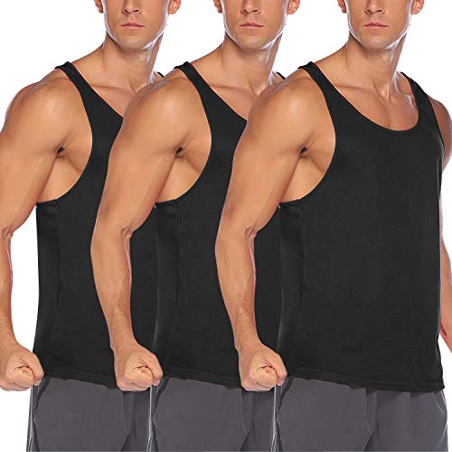 COOFANDY Herren Tanktop 3er Pack Gym Muskelshirt Workout Tankshirt Fitness Ärmellos Funktionsshirt Stringer Achselshirt Schwarz/Schwarz/Schwarz S von COOFANDY