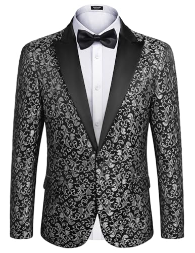 COOFANDY Herren blumenpartei Abendanzug stilvoller Smoking Hochzeit Blazer Prom Smoking us XXXL (Chest 55,1") grau von COOFANDY