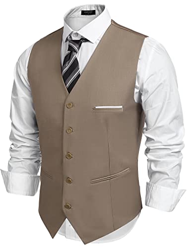 COOFANDY Herren formal fashion slim fit business-kleidung anzug weste-weste x-large (brust: 48,0“) kamel von COOFANDY