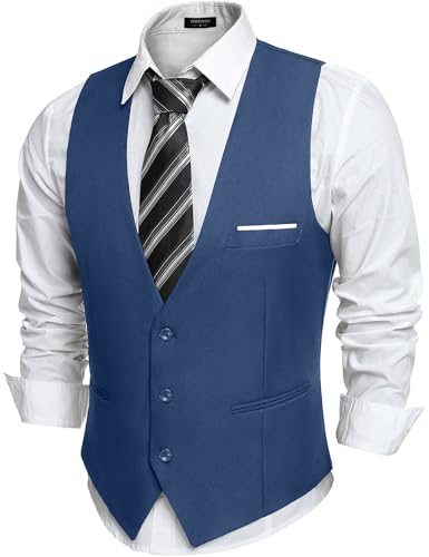 COOFANDY Herren-Anzugsweste, schmale Passform, formelle Weste, leger, Business-Weste für Anzug oder Smoking, Pfauenblau, Medium COOFANDY Herren-Anzugsweste, schmale Passform, formelle Weste, leger, Business-Weste für Anzug oder Smoking, Pfauenblau, Medium von COOFANDY