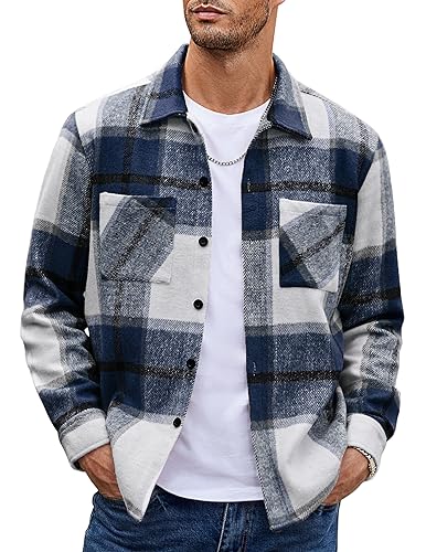 COOFANDY Herrenhemd Flanellhemd Kariert Langarmhemd Lässig Button Down Freizeithemd Regular Fit Hemden mit Brusttasche Blau L COOFANDY Herrenhemd Flanellhemd Kariert Langarmhemd Lässig Button Down Freizeithemd Regular Fit Hemden mit Brusttasche Blau L von COOFANDY