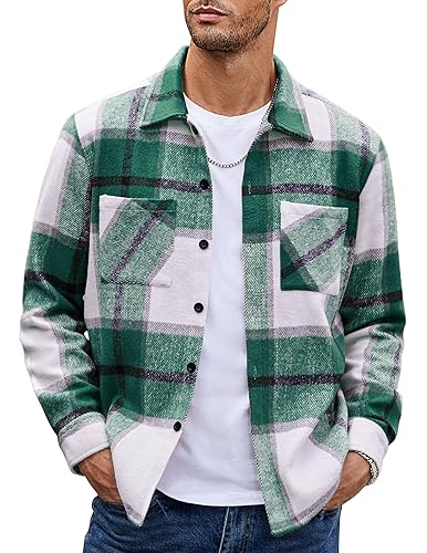 COOFANDY Herrenhemd Flanellhemd Kariert Langarmhemd Lässig Button Down Freizeithemd Regular Fit Hemden mit Brusttasche Grün S COOFANDY Herrenhemd Flanellhemd Kariert Langarmhemd Lässig Button Down Freizeithemd Regular Fit Hemden mit Brusttasche Grün S von COOFANDY