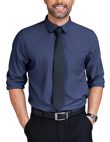 COOFANDY Herrenhemden Langarm Stretch Business Bügelfrei Oberhemden Freizeithemden für Herren Freizeit Hochzeit Denim Blau S von COOFANDY