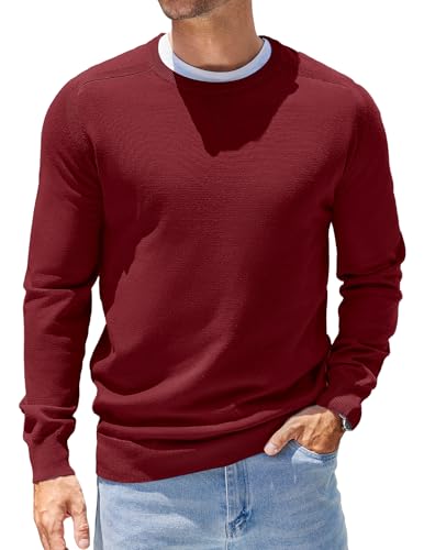 COOFANDY Herrenpullover Langarm Casual Strickpullover mit Rundhalsausschnitt Lightweight Plain Winterpullover Männer Rot XXL COOFANDY Herrenpullover Langarm Casual Strickpullover mit Rundhalsausschnitt Lightweight Plain Winterpullover Männer Rot XXL von COOFANDY