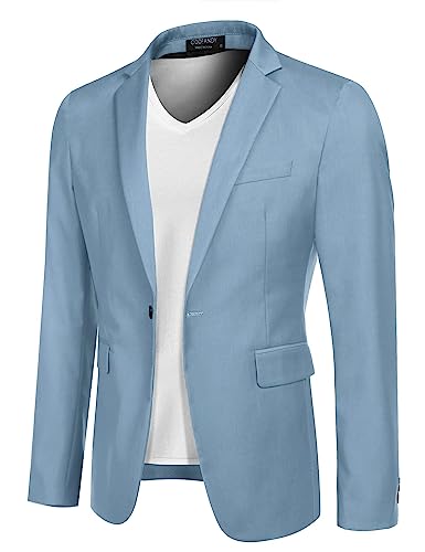 COOFANDY Herrensakko Herren Anzugjacke Business Sakko Anzug-Jackett Regular Fit Freizeit Jackett Sportsakko für Hochzeit Klassischer Jackett Klares Blau L von COOFANDY