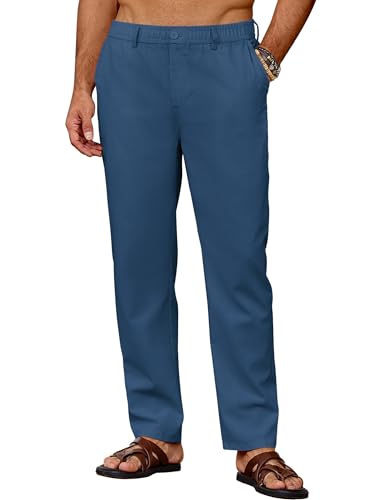 COOFANDY Hose Herren mit Taschen Sommer Strandhose Freizeithose Lang Leinenhose Casual Leinen Hose Basic Herrenhosen Einfarbig Schlupfhosen Regular Fit Dunkelblau S COOFANDY Hose Herren mit Taschen Sommer Strandhose Freizeithose Lang Leinenhose Casual Leinen Hose Basic Herrenhosen Einfarbig Schlupfhosen Regular Fit Dunkelblau S von COOFANDY