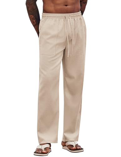 COOFANDY Herren Hosen Leichte Sommerhose Freizeithose Lang Strandhose Herrenhose mit Gummizug Schlupfhose Einfarbig Herrenhosen Elastische Taille Helles Khaki S COOFANDY Herren Hosen Leichte Sommerhose Freizeithose Lang Strandhose Herrenhose mit Gummizug Schlupfhose Einfarbig Herrenhosen Elastische Taille Helles Khaki S von COOFANDY