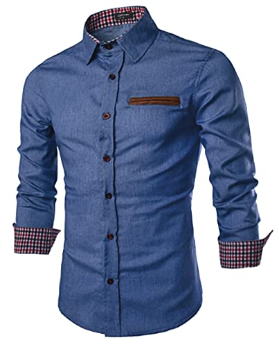 COOFANDY Hemd Herren Langarm Jeanshemd Denim Hemd Rockabilly Regular Fit Freizeithemd Langarmhemd Cowboy-Style Hemd Männer Hemden B-SkyBlue 3XL COOFANDY Hemd Herren Langarm Jeanshemd Denim Hemd Rockabilly Regular Fit Freizeithemd Langarmhemd Cowboy-Style Hemd Männer Hemden B-SkyBlue 3XL von COOFANDY