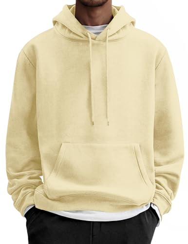COOFANDY Hoodie Herren Kapuzenpullover Fleece Kapuzenpulli Baumwolle Sweatshirt mit Kapuze Basic Winter Hoodies für Männer Khaki XL von COOFANDY