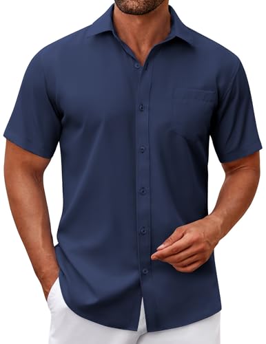 COOFANDY Kurzarmhemd Herren Hemd Kurzarm Business Hemden Sommer Trachtenhemd Freizeithemden für Männer Dunkelblau L COOFANDY Kurzarmhemd Herren Hemd Kurzarm Business Hemden Sommer Trachtenhemd Freizeithemden für Männer Dunkelblau L von COOFANDY