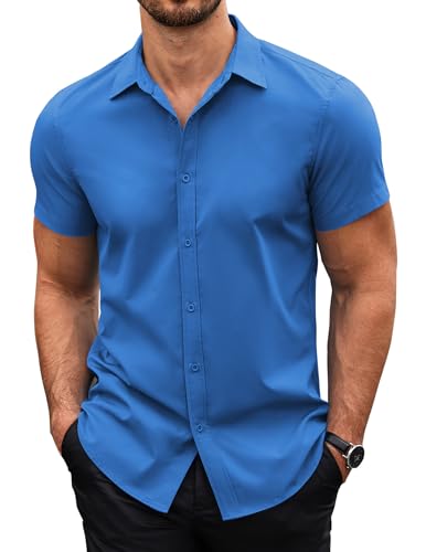 COOFANDY Kurzarmhemd Herren Hemden Herren Kurzarm Hemd Herren Sommer Einfarbig Freizeithemd Sommerhemden Regular Fit Basic Shirt Bügelfreie Hemden Ozeanblau XS COOFANDY Kurzarmhemd Herren Hemden Herren Kurzarm Hemd Herren Sommer Einfarbig Freizeithemd Sommerhemden Regular Fit Basic Shirt Bügelfreie Hemden Ozeanblau XS von COOFANDY