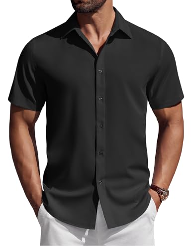 COOFANDY Kurzarmhemd Herren Sommerhemd Einfarbig Freizeithemd Regular Fit Business Casual Hemd Anzug Hemd Arbeitshemd Hochzeitshemd Schwarz XXL COOFANDY Kurzarmhemd Herren Sommerhemd Einfarbig Freizeithemd Regular Fit Business Casual Hemd Anzug Hemd Arbeitshemd Hochzeitshemd Schwarz XXL von COOFANDY