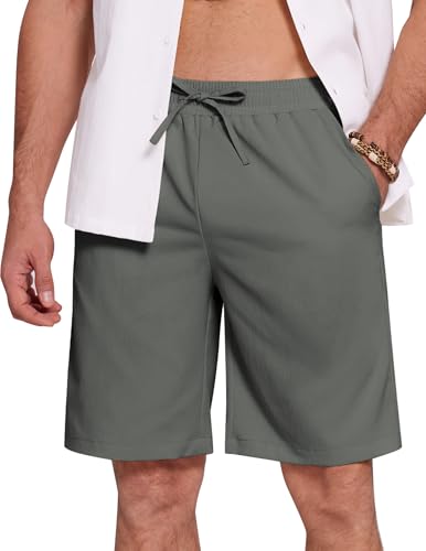 COOFANDY Kurze Hosen Herren Sommer Strandshorts Leichte Casual Herrenshort Elastische Taille Freizeitshorts Männer Shorts mit Taschen Einfarbige Lockere Passform Dunkel Grau XL von COOFANDY