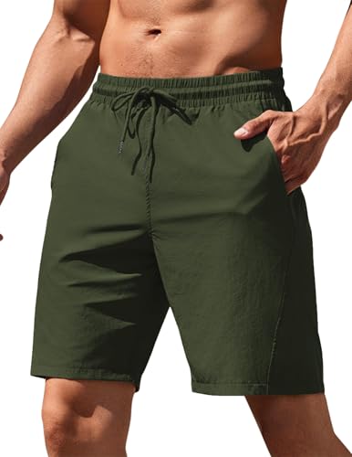 COOFANDY Kurze Sporthose Herren Trainingsshorts Gym Kurze Hosen Jogginghose Herren Sommer Kurz Mit Taschen Armee Grün XL von COOFANDY