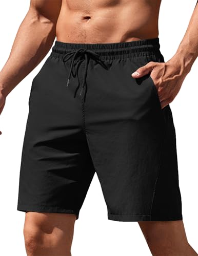 COOFANDY Kurze Sporthose Herren Trainingsshorts Gym Kurze Hosen Jogginghose Herren Sommer Kurz Mit Taschen Schwarz 3XL von COOFANDY