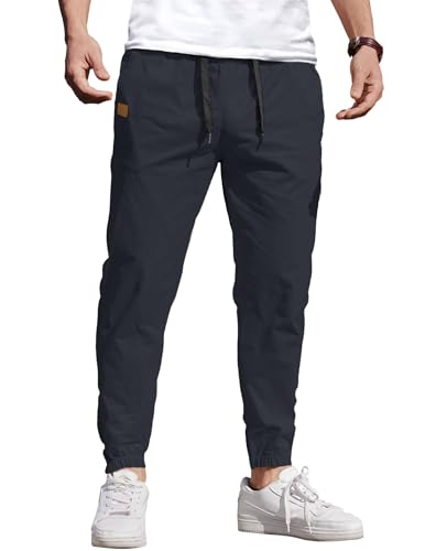 COOFANDY Lässige Herren-Jogginghose, elastischer Kordelzug, Chino-Cargohose, Wandern, Outdoor, Trainingshose, Hell, blau, Mittel von COOFANDY