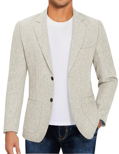 COOFANDY Lässiger Herren-Blazer, Sportmantel, leicht, zwei Knöpfe, Business-Anzugjacken, Hellgrau, M von COOFANDY