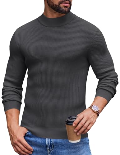 COOFANDY Langarmshirt Herren Rollkragenpullover Slim Fit Rollkragenshirt T-Shirt Stehkragen Strickpullover Thermo Unterhemd Dunkelgrau S COOFANDY Langarmshirt Herren Rollkragenpullover Slim Fit Rollkragenshirt T-Shirt Stehkragen Strickpullover Thermo Unterhemd Dunkelgrau S von COOFANDY