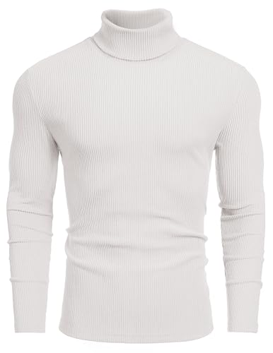 COOFANDY Langarmshirt Herren Rollkragenpullover Turtleneck Unterzieh Winter Longsleeve Unterhemd Männer Basic Pulli Weiß L COOFANDY Langarmshirt Herren Rollkragenpullover Turtleneck Unterzieh Winter Longsleeve Unterhemd Männer Basic Pulli Weiß L von COOFANDY