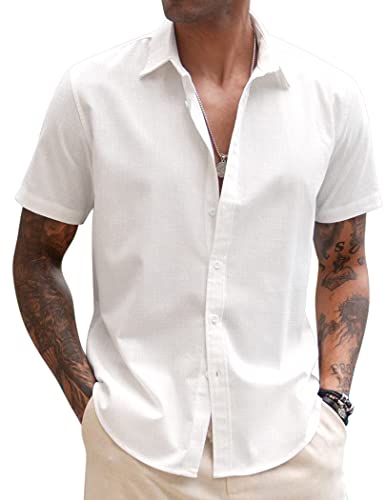 COOFANDY Herren Hemd Kurzarm Leinen Hemd Sommer Freizeithemd Leichtes Leinen Strandhemd Weiss L COOFANDY Herren Hemd Kurzarm Leinen Hemd Sommer Freizeithemd Leichtes Leinen Strandhemd Weiss L von COOFANDY