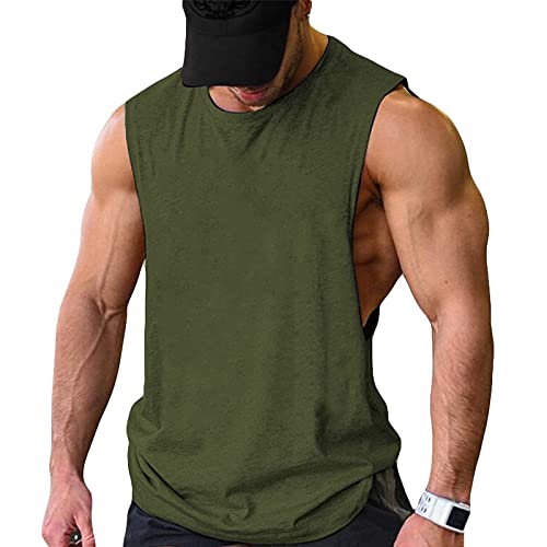 COOFANDY Männer Gym Tanktop Bodybuilding Ärmelloses T-Shirt Athletic Workout Muskel, Armeegrün(1 Stück) XL von COOFANDY