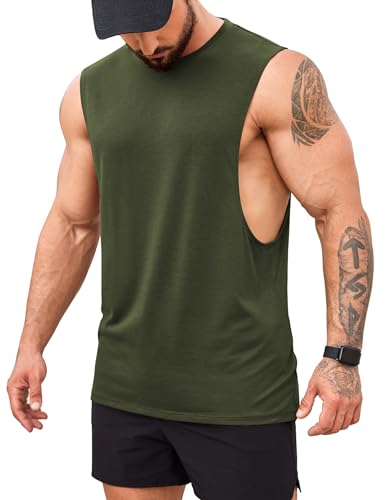 COOFANDY Männer Gym Tanktop Bodybuilding Ärmelloses T-Shirt Athletic Workout Muskel Armeegrün 1 Stück XL von COOFANDY