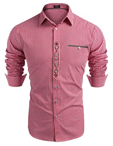 COOFANDY Oktoberfes Hemd Herren Langarm Kariertes Hemd TrachtenhemdFreizeithemd Karo Hemden KariertHemd Oktoberfest Herren Outfit Tracht Festhemd Arbeitshemd Rot-A S COOFANDY Oktoberfes Hemd Herren Langarm Kariertes Hemd TrachtenhemdFreizeithemd Karo Hemden KariertHemd Oktoberfest Herren Outfit Tracht Festhemd Arbeitshemd Rot-A S von COOFANDY