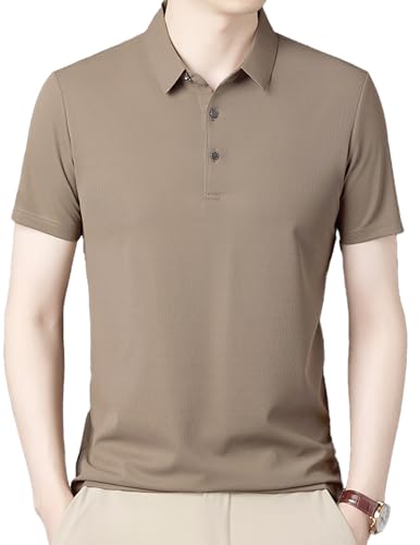 COOFANDY Polo Herren Poloshirt Kurzarm Hemd Stickerei Sommer T-Shirts Khaki L von COOFANDY