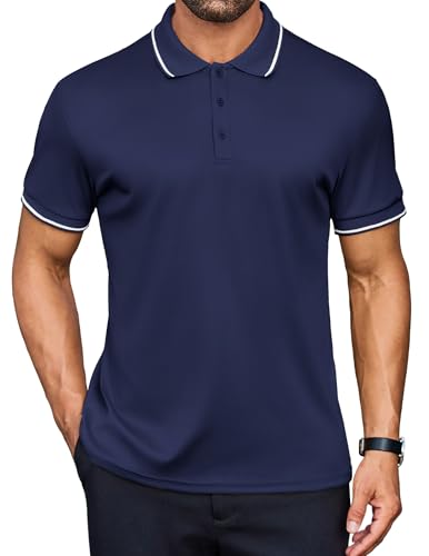 COOFANDY Poloshirt Herren Sommer Poloshirt Golf Shirt Slim Fit Business Polo T-Shirt Arbeitshemd Polokragen Work Polohemd Männer Marineblau L COOFANDY Poloshirt Herren Sommer Poloshirt Golf Shirt Slim Fit Business Polo T-Shirt Arbeitshemd Polokragen Work Polohemd Männer Marineblau L von COOFANDY