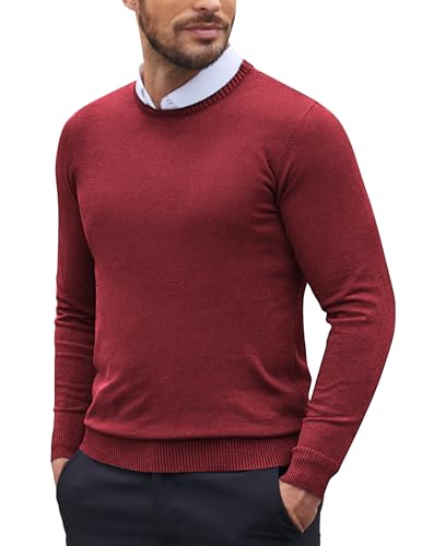 COOFANDY Pullover Herren Feinstrickpullover Business Casual Pullover Einfarbig Basic Pullover mit Rundhalsausschnitt Winterpullover Männer Pulli Rotwein S COOFANDY Pullover Herren Feinstrickpullover Business Casual Pullover Einfarbig Basic Pullover mit Rundhalsausschnitt Winterpullover Männer Pulli Rotwein S von COOFANDY