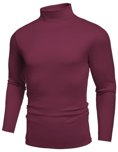 COOFANDY Pullover Herren Halber Rollkragen Langarm Winter Langarmshirt Stehkragen Sweater Basic Thermooberteile Slim Fit Winterpullover Dattelrot M von COOFANDY